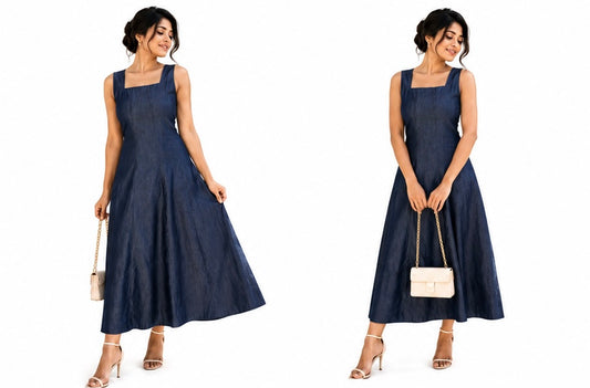 Midnight Grace Dress – Elegant Navy A-Line Dress