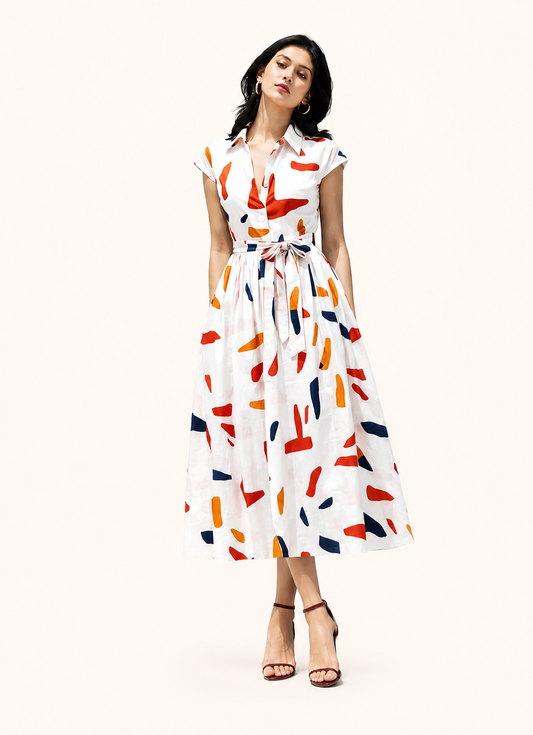 The Artful Dress – Abstract Print Shirt Dress