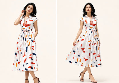 The Artful Dress – Abstract Print Shirt Dress