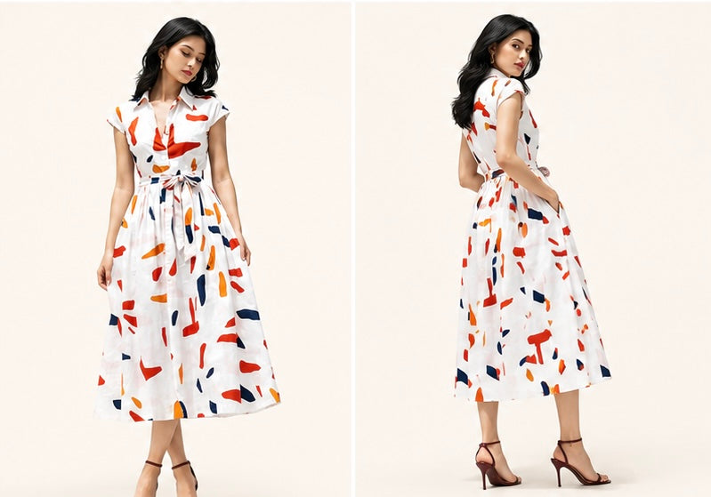 The Artful Dress – Abstract Print Shirt Dress